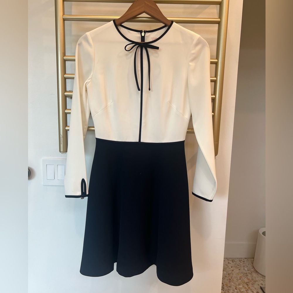 Ted Baker Black and White Dress with Bow Detail, size 1